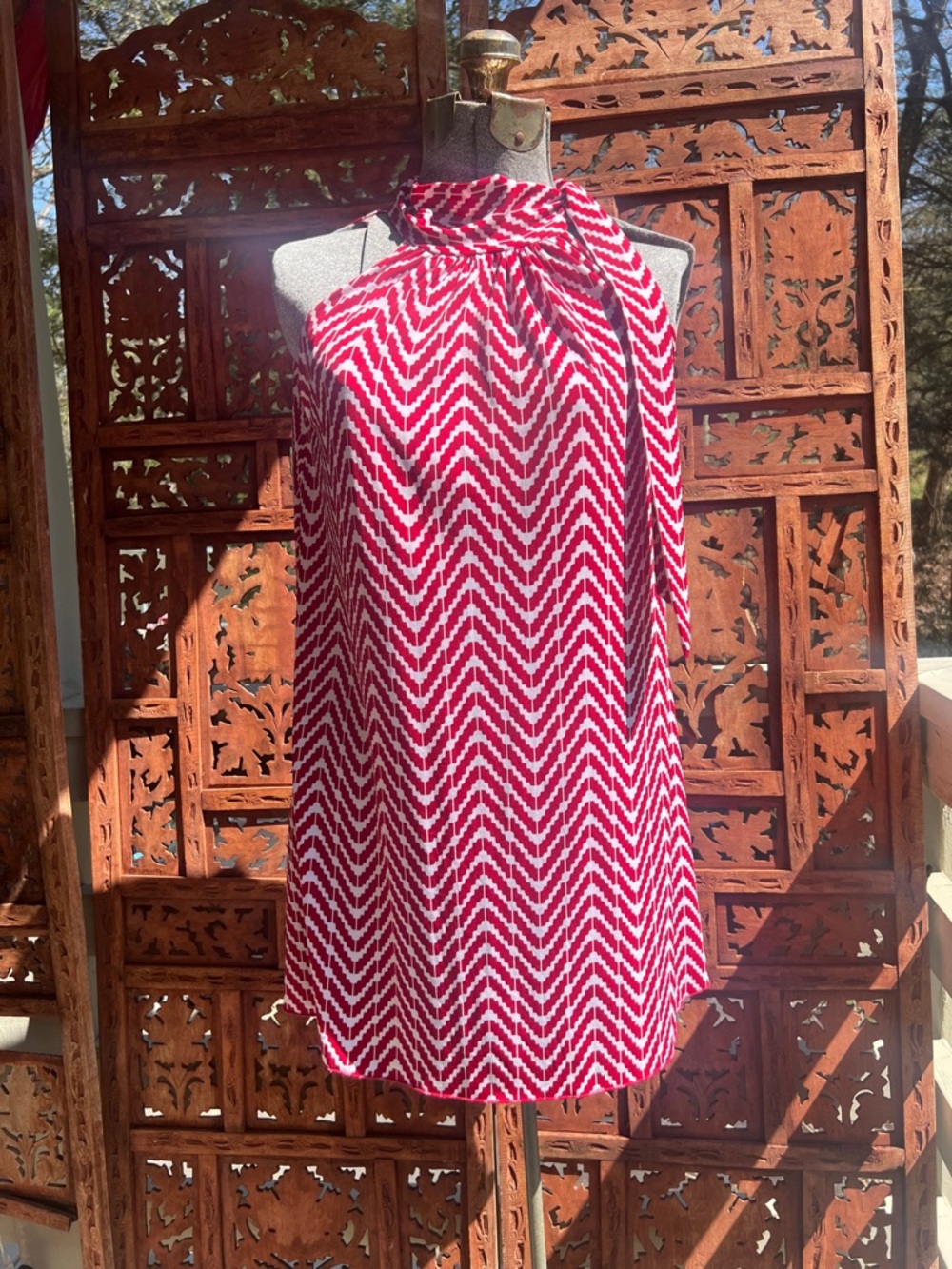 XOXO Red and White Chevron Halter